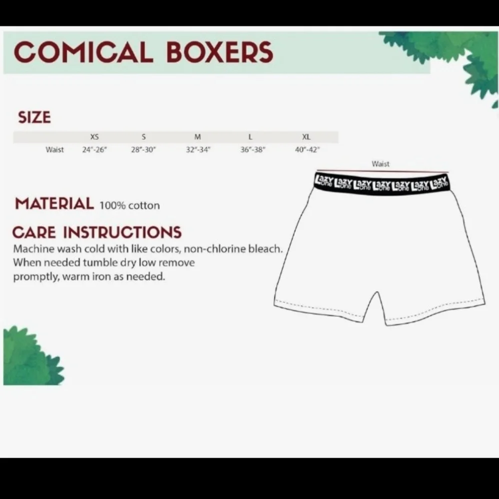 Lazy One Butt Load Comical Boxer Shorts. Men's Size: Small.